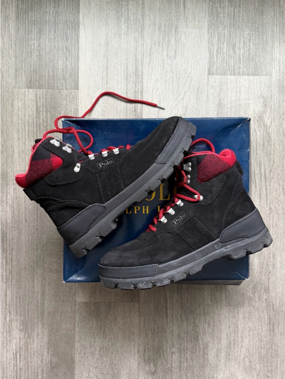 Polo by Ralph Lauren Black and Red Men's Hiking Boots